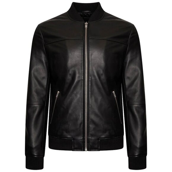 Barneys Originals Fine Milled Leather Bomber Jacket